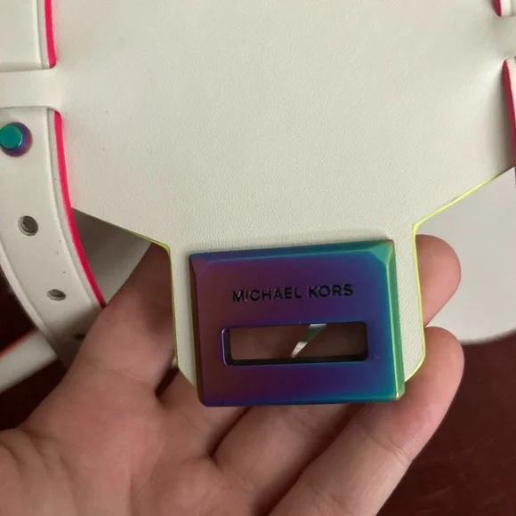 Michael Kors White Crossbody Bag with Neon Accents - Picture 3 of 4